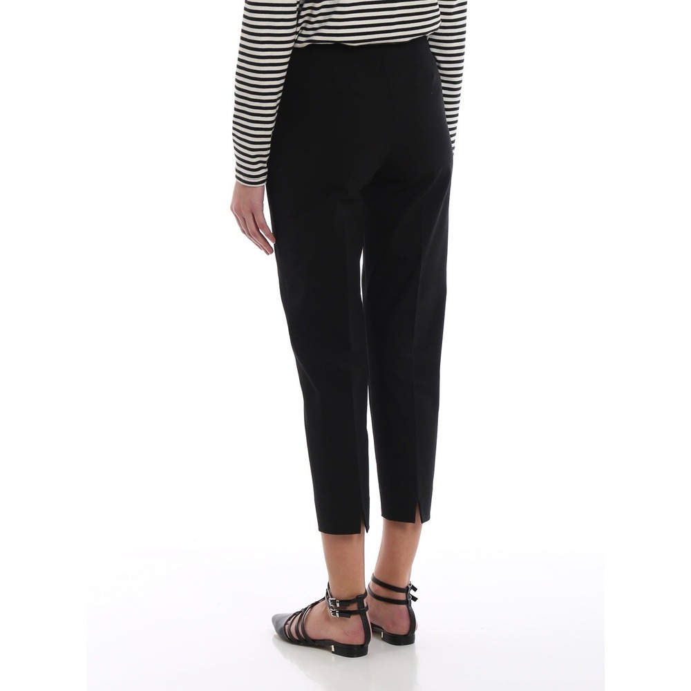 PIAZZA SEMPIONE Audrey Black Cotton Ankle Trousers Tapered Size 46 US 10
